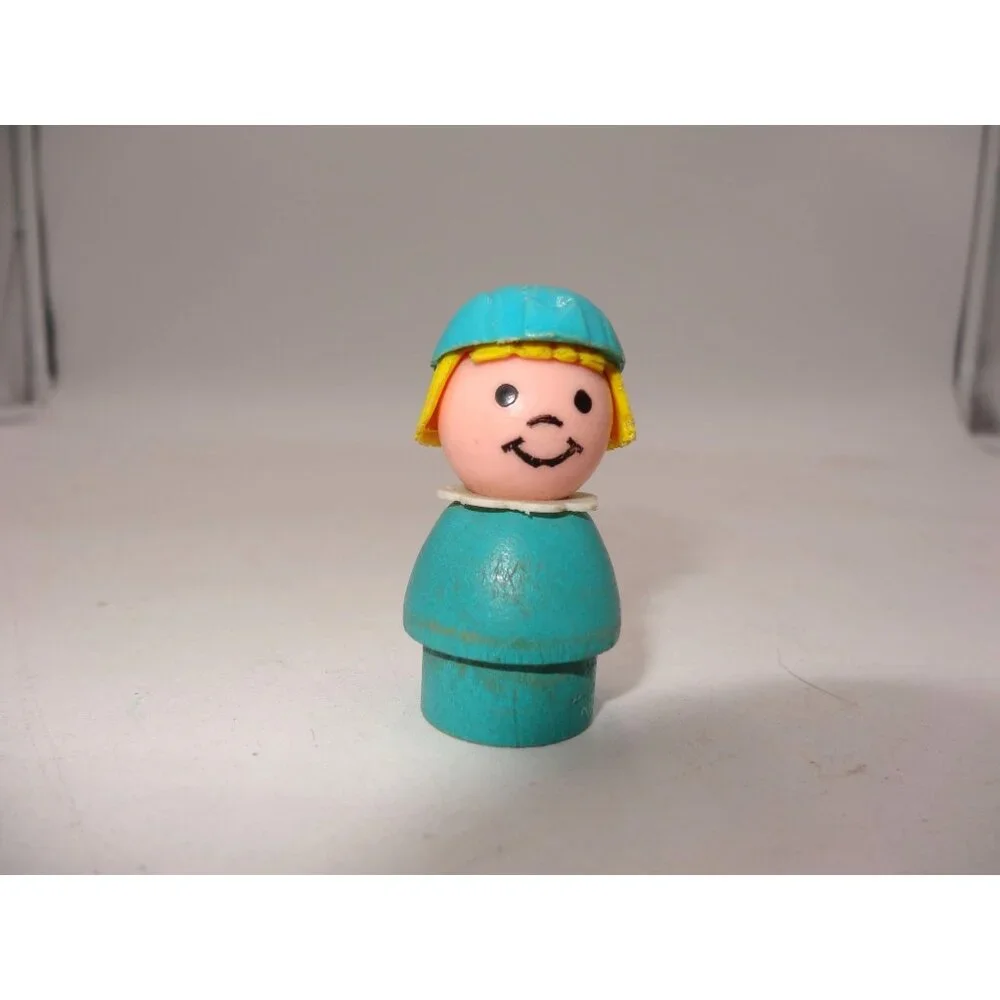 Fisher‎ Price Little People Turquoise Blond Stewardess Girl Hat Woman